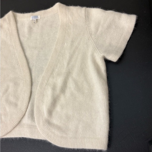 Escada Ivory Short-Sleeve Cropped Cardigan Sweater – Size XL - Picture 8 of 9